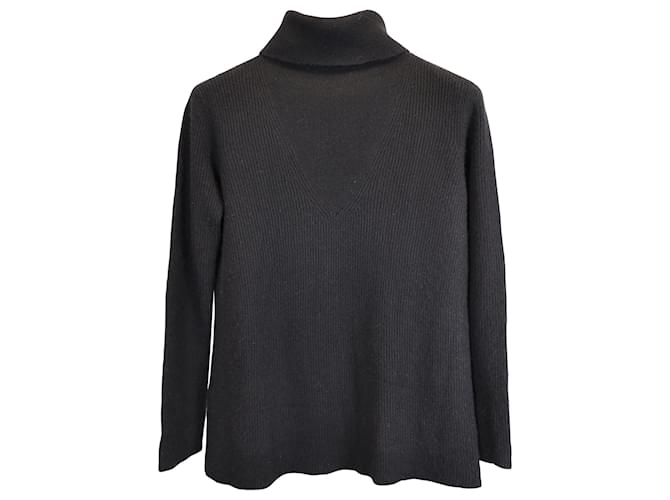 Maglione dolcevita a coste The Row in lana nera Nero  ref.1393740