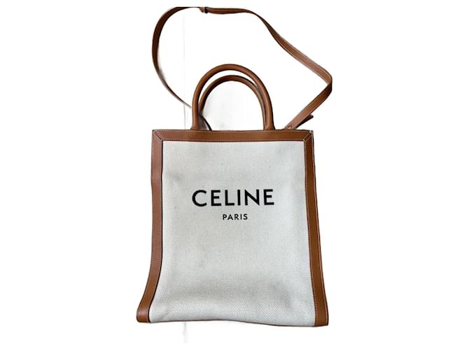 All Soft Céline Modelo tote vertical Celine Bege Lona  ref.1393745