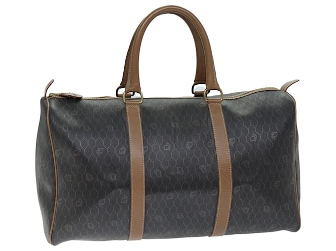 Christian Dior Honeycomb Canvas Boston Bag PVC Leather Black Auth 74187  ref.1393752