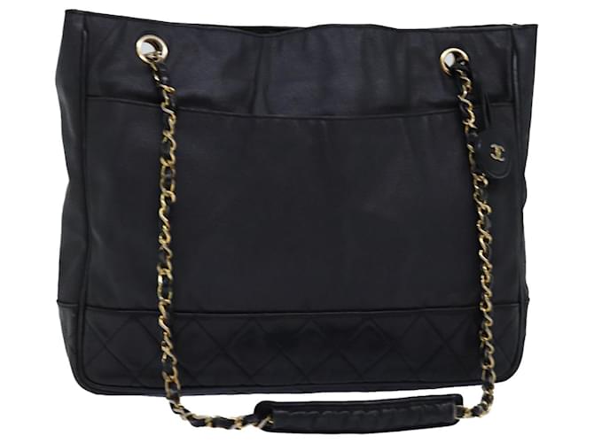 CHANEL Matelasse Chain Shoulder Bag Canvas Leather Black CC Auth bs14243 Cloth  ref.1393755