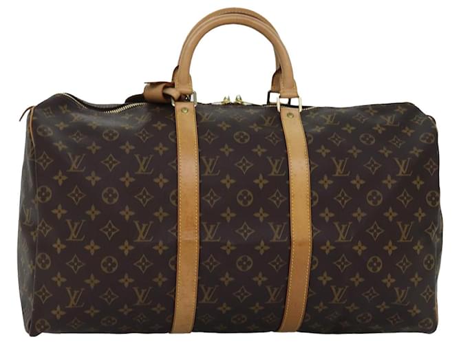 LOUIS VUITTON Borsa Boston Keepall 50 con monogramma M41426 LV Auth 74371 Tela  ref.1393761