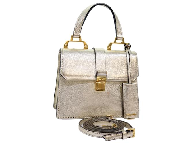 Miu Miu Hand Bag Leather 2way Gold Auth mr186 Golden  ref.1393770