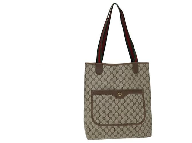 GUCCI GG Supreme Web Sherry Line Tote Bag PVC Beige Red 40 02 003 Auth yk12437  ref.1393821