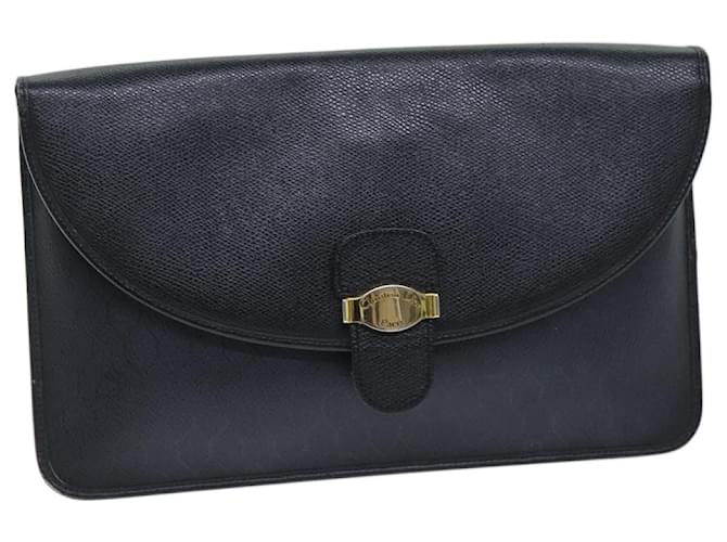 Christian Dior Honeycomb Canvas Clutch Bag PVC Leather Black Auth 74029  ref.1393831