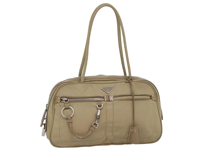 PRADA Hand Bag Nylon Beige Auth 75016  ref.1393832