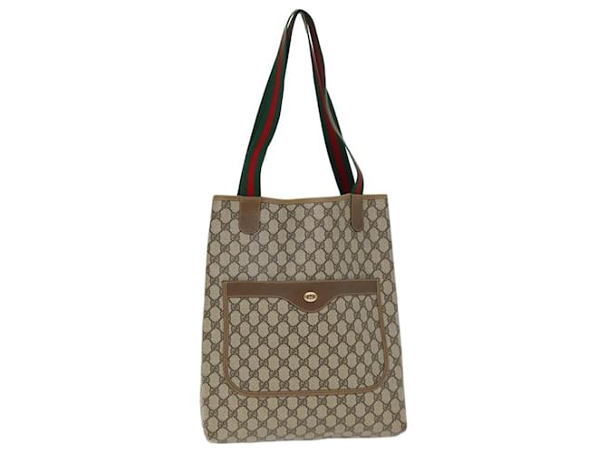 GUCCI GG Supreme Web Sherry Line Tote Bag PVC Beige Red 89 02 003 Auth yk12548  ref.1393861