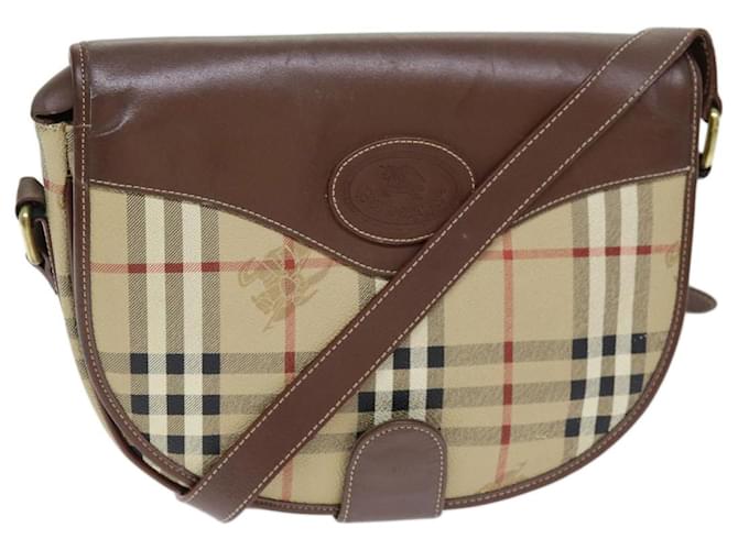 Autre Marque Burberrys Nova Check Umhängetasche PVC Leder Beige Auth 74258  ref.1393866