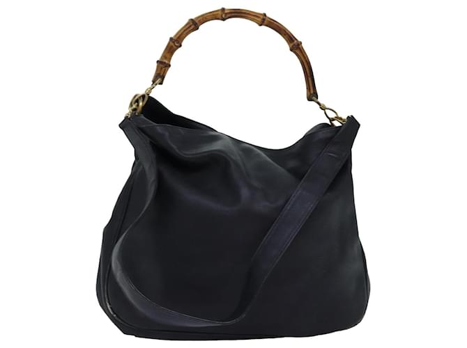 GUCCI Borsa a spalla Bamboo Pelle 2 vie Nera 001 123 1577 Auth 74262 Nero  ref.1393870