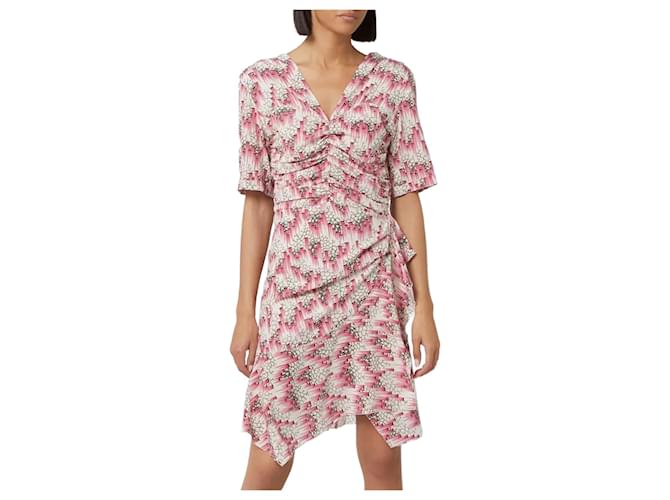 Isabel Marant Arodie Pink Print Kleid Seide  ref.1393904