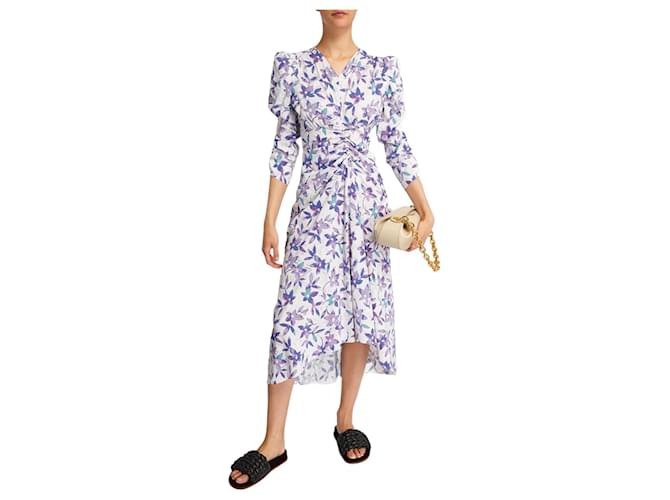 Robe en jacquard floqué violet à motif floral Albisd d'Isabel Marant Soie Viscose  ref.1393907