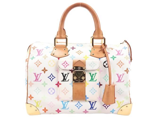 Borsa Louis Vuitton Speedy 30 monogramma bianco multicolore M92643 Pelle  ref.1393932