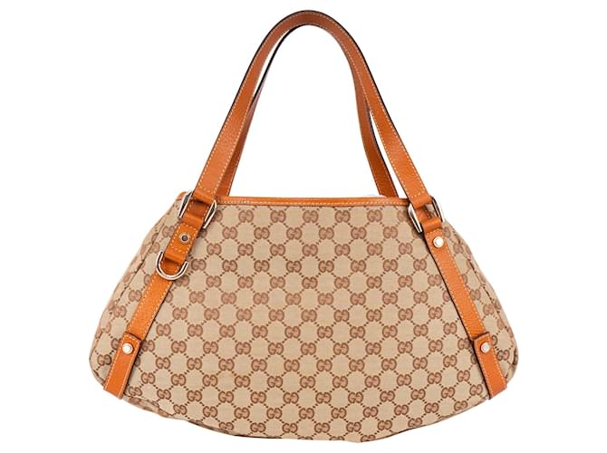 Bolso shopper Abbey con monograma GG de Gucci Beige Lienzo  ref.1393939