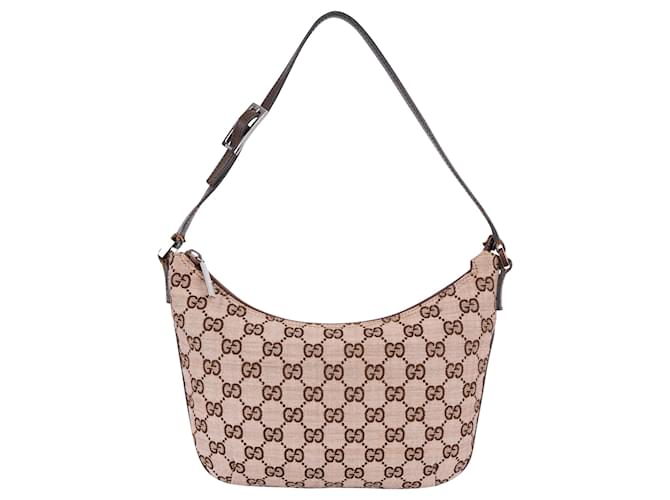 Gucci GG Monogram Hobo Shoulder Bag Beige Leather  ref.1393950