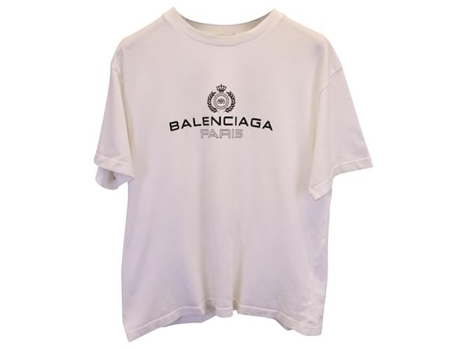 Day Balenciaga Logo T-Shirt in White Cotton  ref.1393954