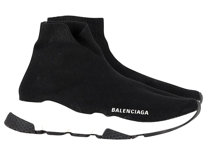 Sneaker Balenciaga Speed Trainers in maglia riciclata in poliestere bianco e nero  ref.1393957