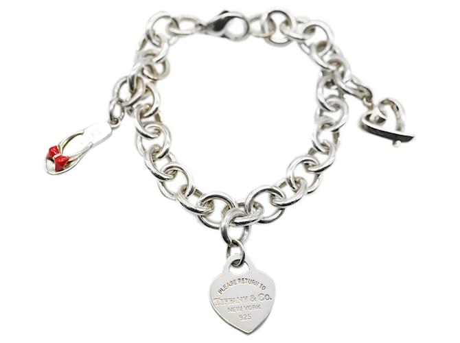 Bracelet à breloques Tiffany & Co. avec 3 breloques en argent sterling Métal Argenté Métallisé  ref.1393961