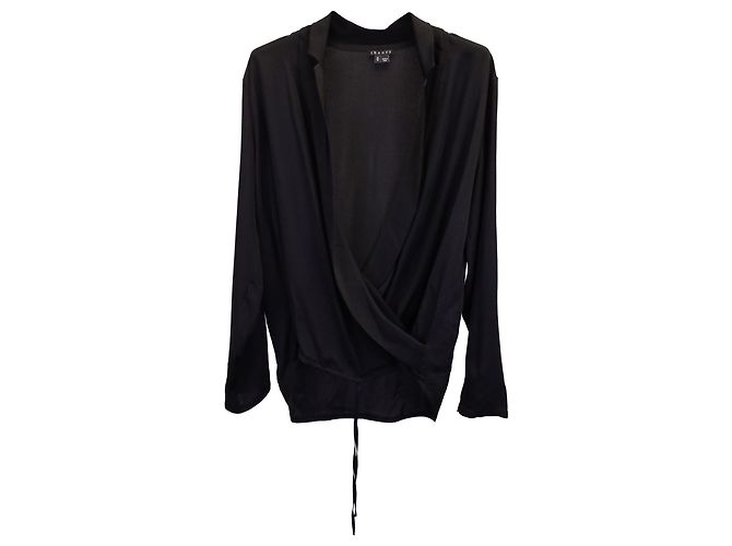 Theory – Bluse mit drapierter Vorderseite aus schwarzem Polyester