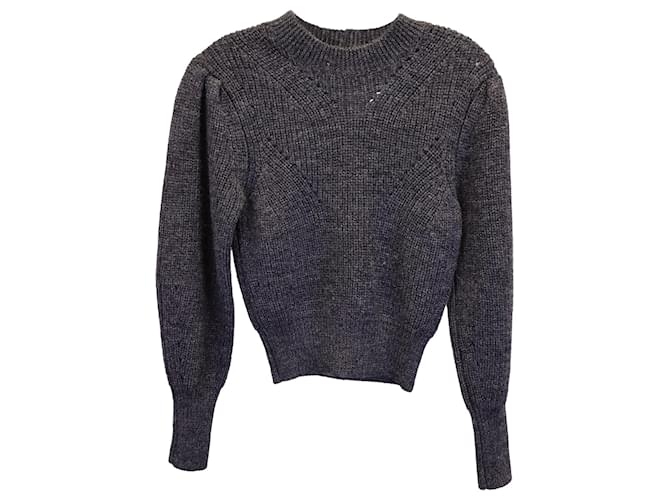 Isabel Marant Belaya Cropped Sweater in Grey Wool  ref.1393986