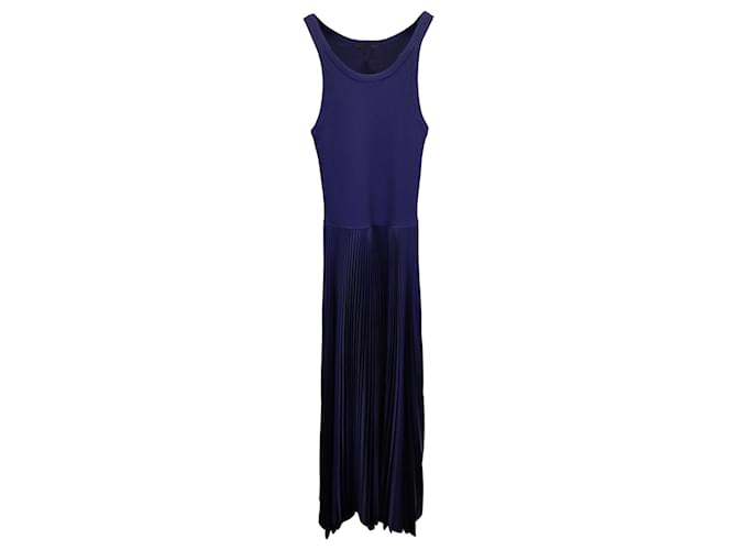 Theory Tank Pleated Combo Dress in Blue Cotton  ref.1393987