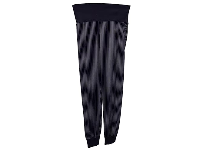 Theory Elastic-Waist Striped Pants in Navy Blue Silk  ref.1393990