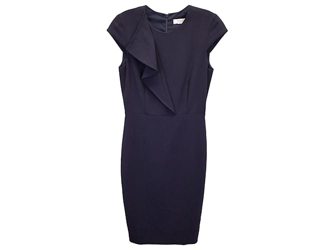 Abito tubino Max Mara con dettagli drappeggiati in lana blu navy  ref.1393993