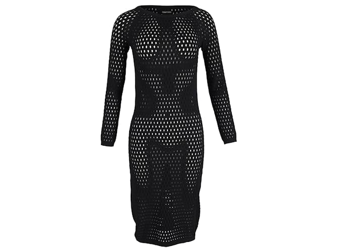 Tom Ford Perforated Dress in Black Wool  ref.1393997