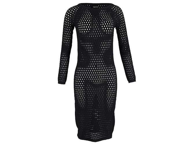 Tom Ford Perforiertes Kleid aus schwarzer Wolle  ref.1393997