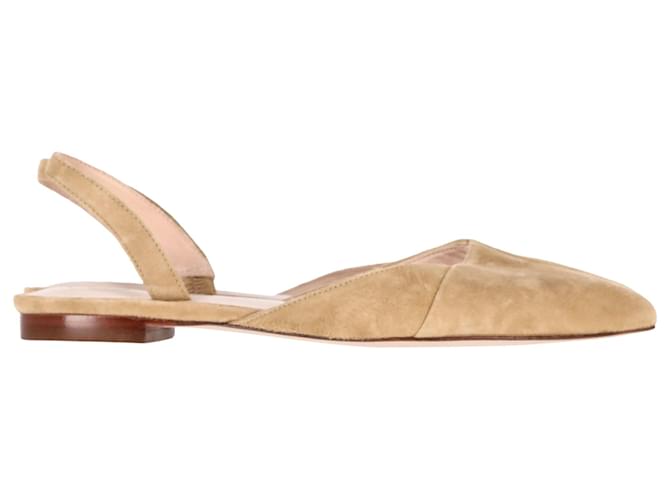 Autre Marque Porte & Paire Slingback Flats in Beige Suede  ref.1393998