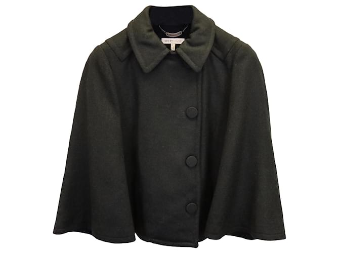 See by Chloé Short Cape Coat in Green Wool  ref.1393999