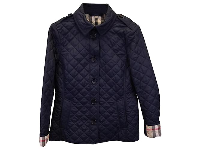 Burberry Quilted Jacket in Navy Blue Nylon Polyamide  ref.1394000