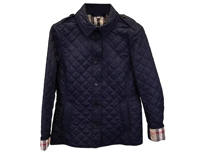 Veste matelassée Burberry en nylon bleu marine Polyamide  ref.1394000