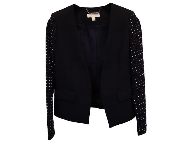 Michael Kors Studded Sleeve Blazer in Black Polyester