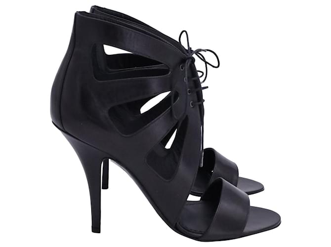 Sandálias com cordões recortadas Givenchy em couro preto  ref.1394002