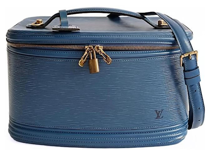 Borsa a tracolla Louis Vuitton vintage Vanity Case Epi azzurra Blu chiaro Pelle  ref.1394014