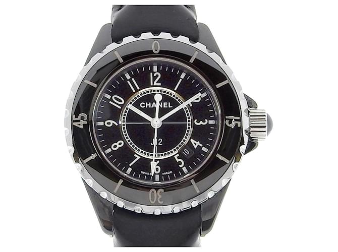 Chanel J12 Relógio Cerâmico Couro Quartzo H0680 em bom estado  ref.1394020