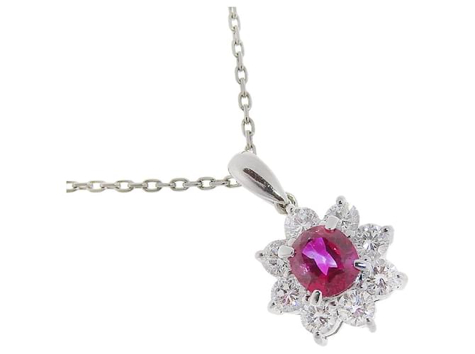 & Other Stories Other Platinum Ruby Diamond Pendant Necklace Metal Necklace in Excellent condition  ref.1394023