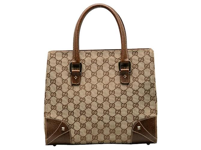 Gucci GG Canvas Nailhead Tote  Canvas Handbag 120895 in Good condition Cloth  ref.1394061