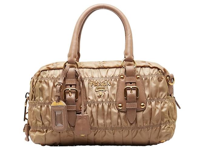 Prada Tessuto Gauffre Top Handle Bag Canvas Umhängetasche in gutem Zustand Leinwand  ref.1394066