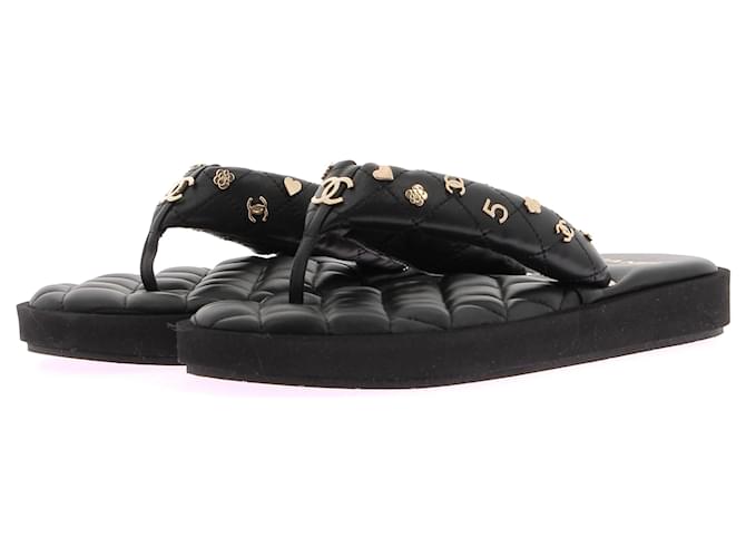 CHANEL Sandalen T.EU 40 Leder Schwarz  ref.1394113