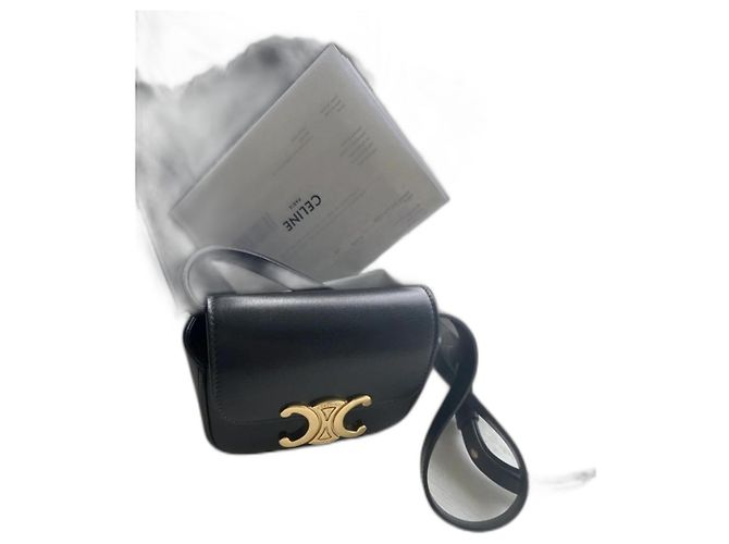 Borsa Céline Mini Triomphe in pelle nera Nero