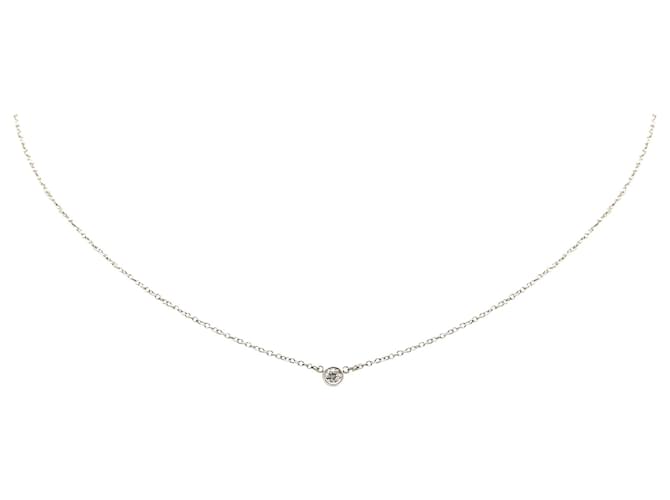 Tiffany & Co Tiffany Silver Elsa Peretti Diamonds by the Yard Pendant Necklace Silvery Metal  ref.1394149