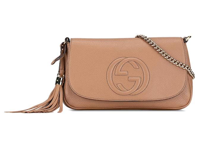 Gucci Brown Medium Soho Chain Crossbody Bag Cuir Veau façon poulain Marron Beige  ref.1394151