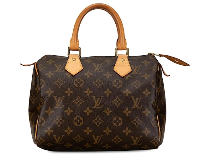 Louis Vuitton Monograma Marrom Speedy 25 Couro Lona  ref.1394153