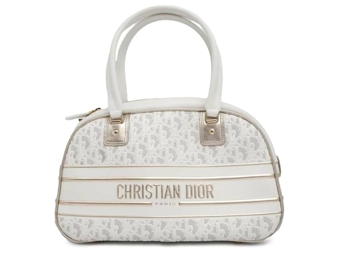 Sac Bowling Vibe Classic Medium en cuir de veau perforé blanc Dior Veau façon poulain  ref.1394156