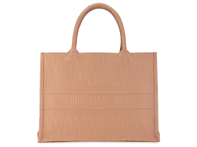 Borsa per libri Dior marrone media in pelle goffrata obliqua Beige Vitello simile a un vitello  ref.1394164