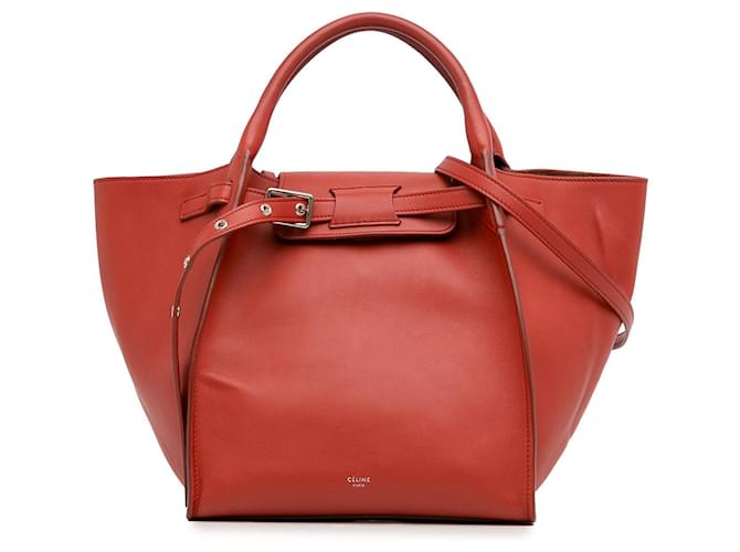 Big Bag Céline Bolsa grande pequena vermelha Celine Vermelho Couro Bezerro-como bezerro  ref.1394180