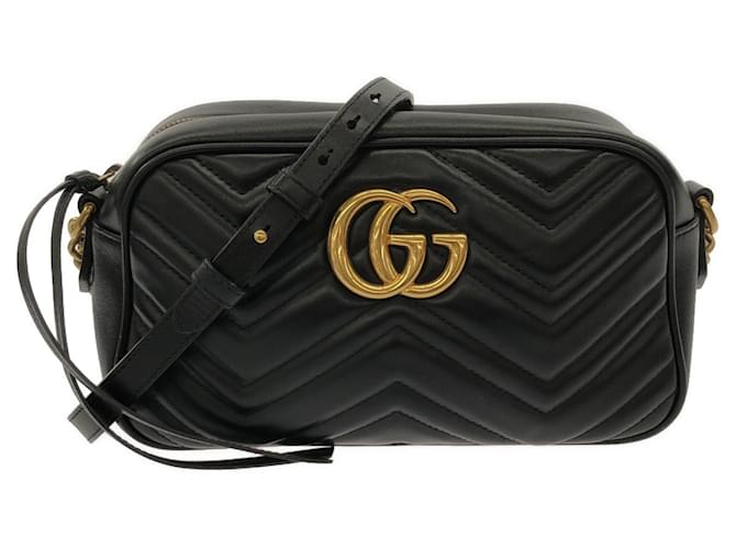 Borsa a tracolla piccola GG Marmont Matelasse Gucci nera Nero Pelle Vitello simile a un vitello  ref.1394183