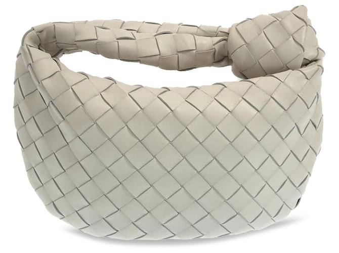 Bottega Veneta White Mini Intrecciato Jodie Weiß Roh Leder Kalbähnliches Kalb  ref.1394232