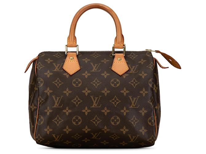 Louis Vuitton Brown Monogram Speedy 25 Leather Cloth  ref.1394236