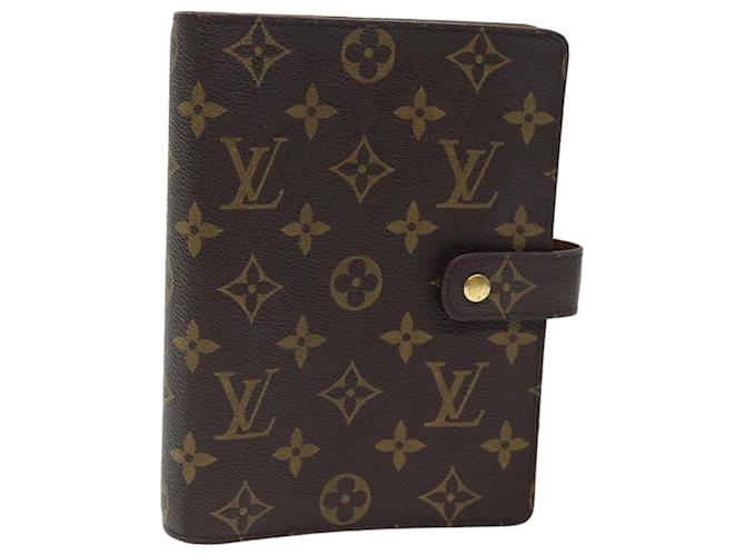 LOUIS VUITTON Monogram Agenda MM Day Planner Cover R20105 Autenticação de LV 72237 Monograma Lona  ref.1394296